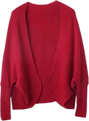 Women's Wool Cloak Shawls Long Sleeve Buttoned Cardigan Dual-Purpose Scarf Cape Soft Warm Knitted Tops