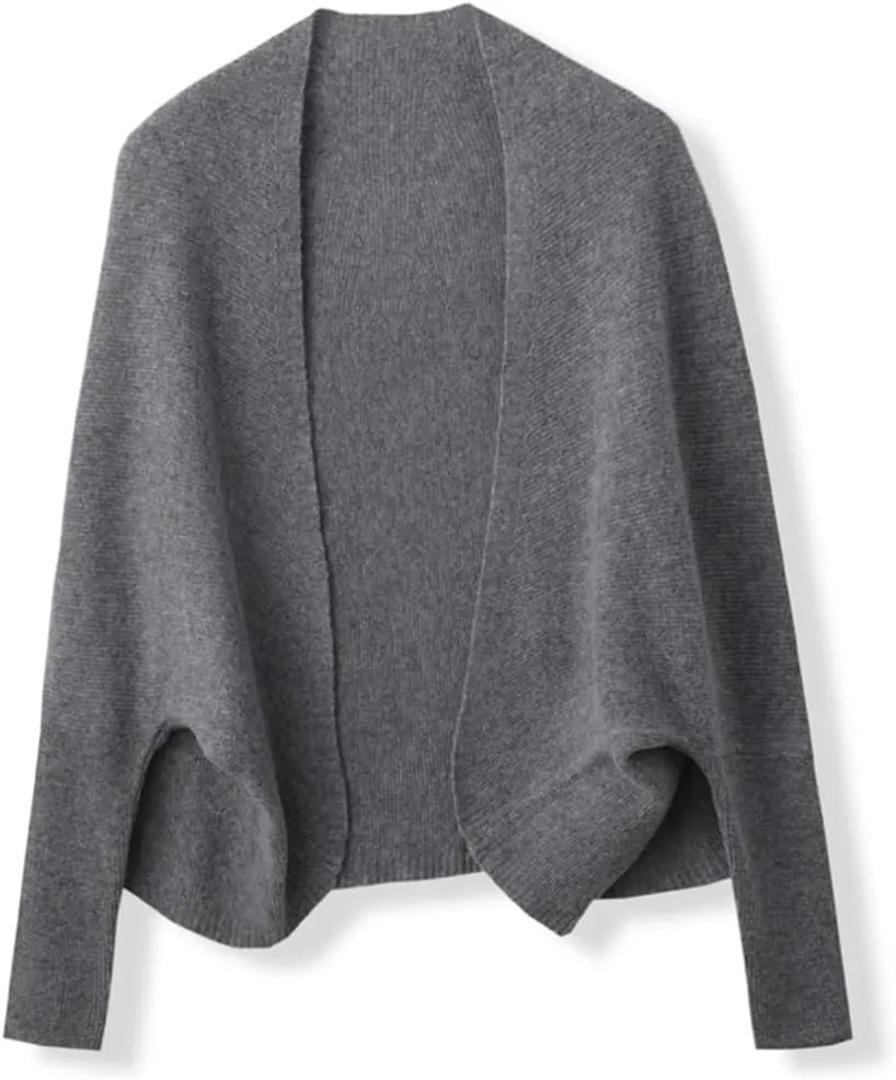 Women's Wool Cloak Shawls Long Sleeve Buttoned Cardigan Dual-Purpose Scarf Cape Soft Warm Knitted Tops