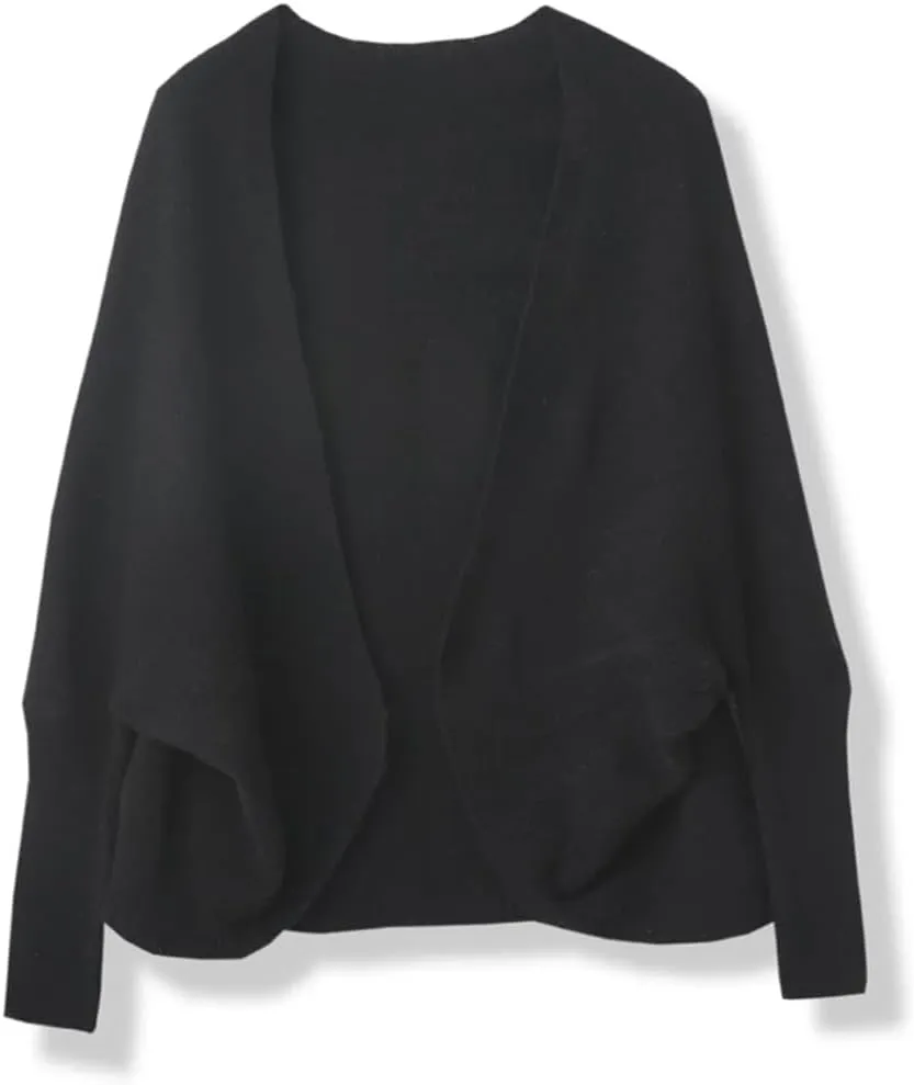 Women's Wool Cloak Shawls Long Sleeve Buttoned Cardigan Dual-Purpose Scarf Cape Soft Warm Knitted Tops