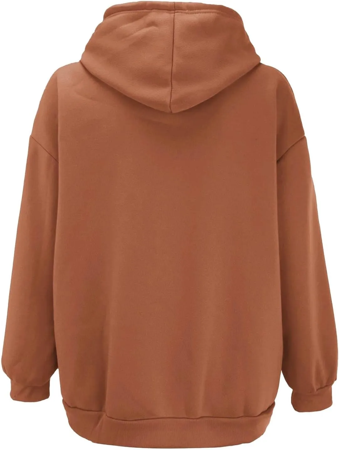 Women's Zip Up Hoodies Solid Color Oversized Sweatshirt Clothing Fall Casual Drawstring Jacket with Pockets