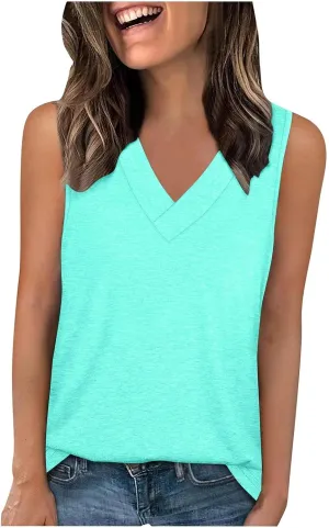Workout Tank Tops for Women 2025 Sleeveless V Neck Summer Causal Cami T-Shirts Basic Dressy Cute Outfits