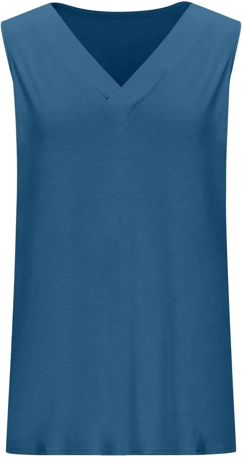 Workout Tank Tops for Women 2025 Sleeveless V Neck Summer Causal Cami T-Shirts Basic Dressy Cute Outfits