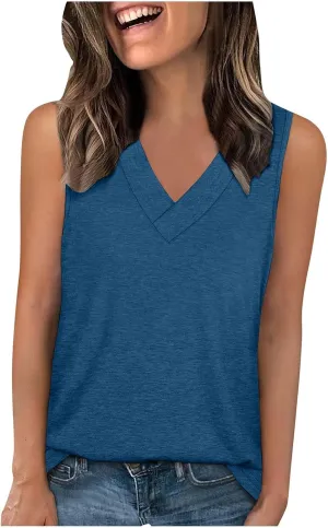 Workout Tank Tops for Women 2025 Sleeveless V Neck Summer Causal Cami T-Shirts Basic Dressy Cute Outfits