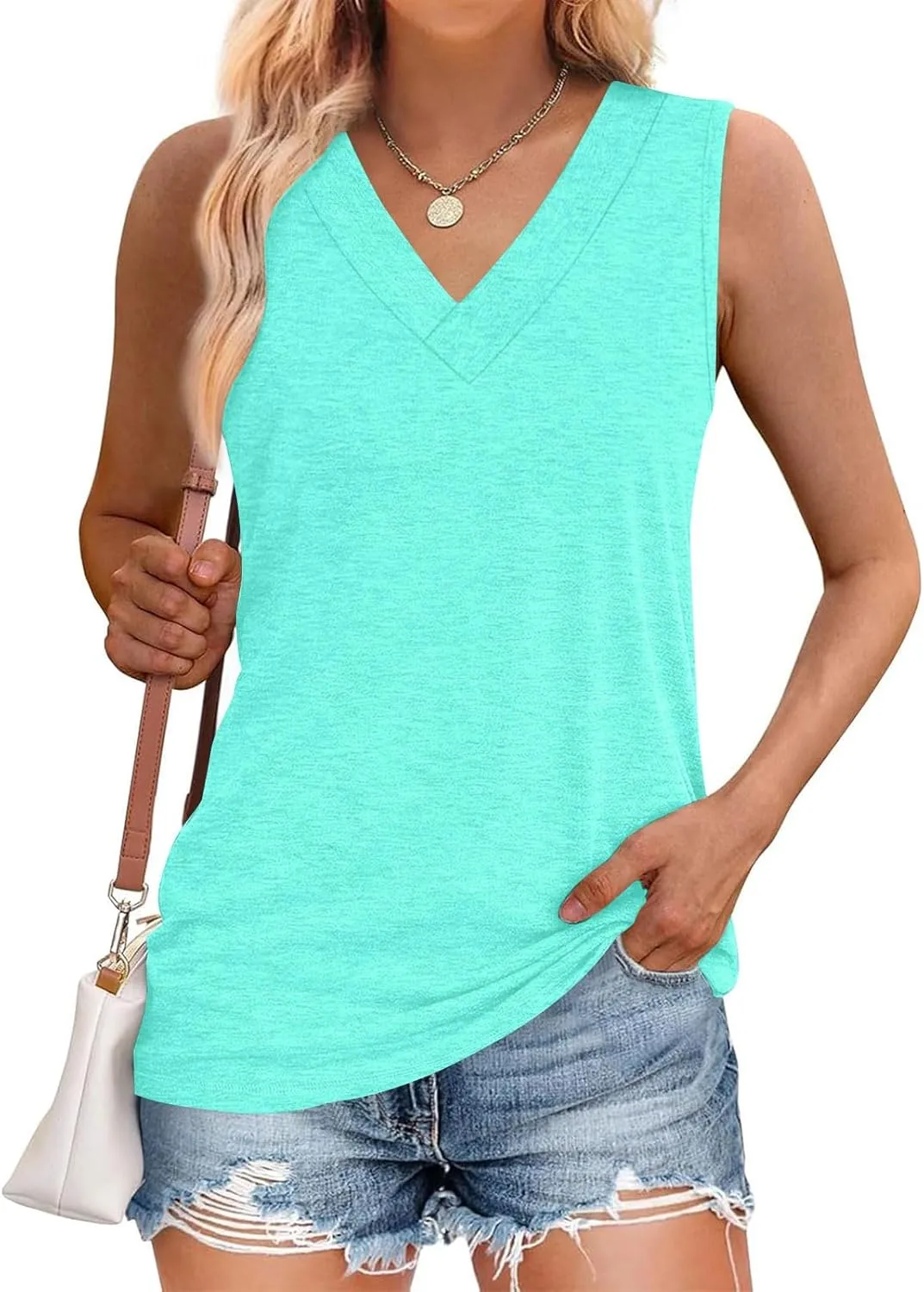 Workout Tank Tops for Women 2025 Sleeveless V Neck Summer Causal Cami T-Shirts Basic Dressy Cute Outfits