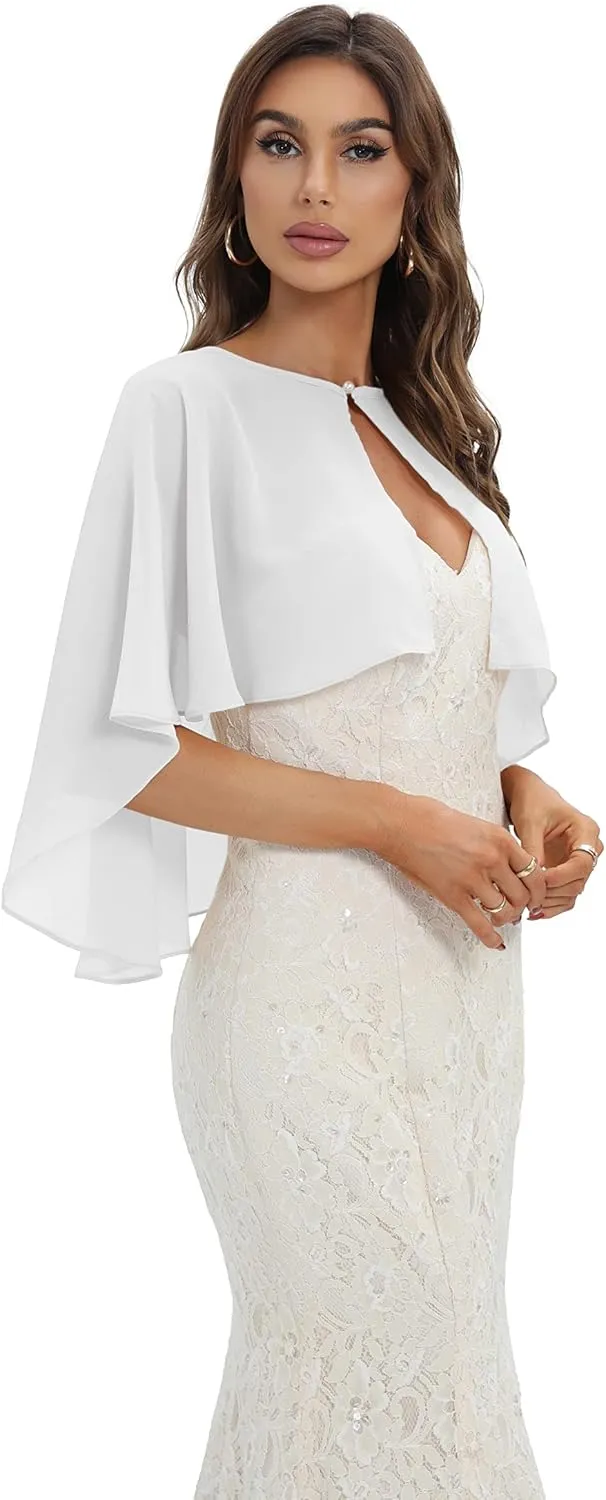 WOWBRIDAL Womens Shawls and Wraps for Evening Dress Chiffon Shawl Cape Wedding Guest Bridesmaid Capelets Scarves