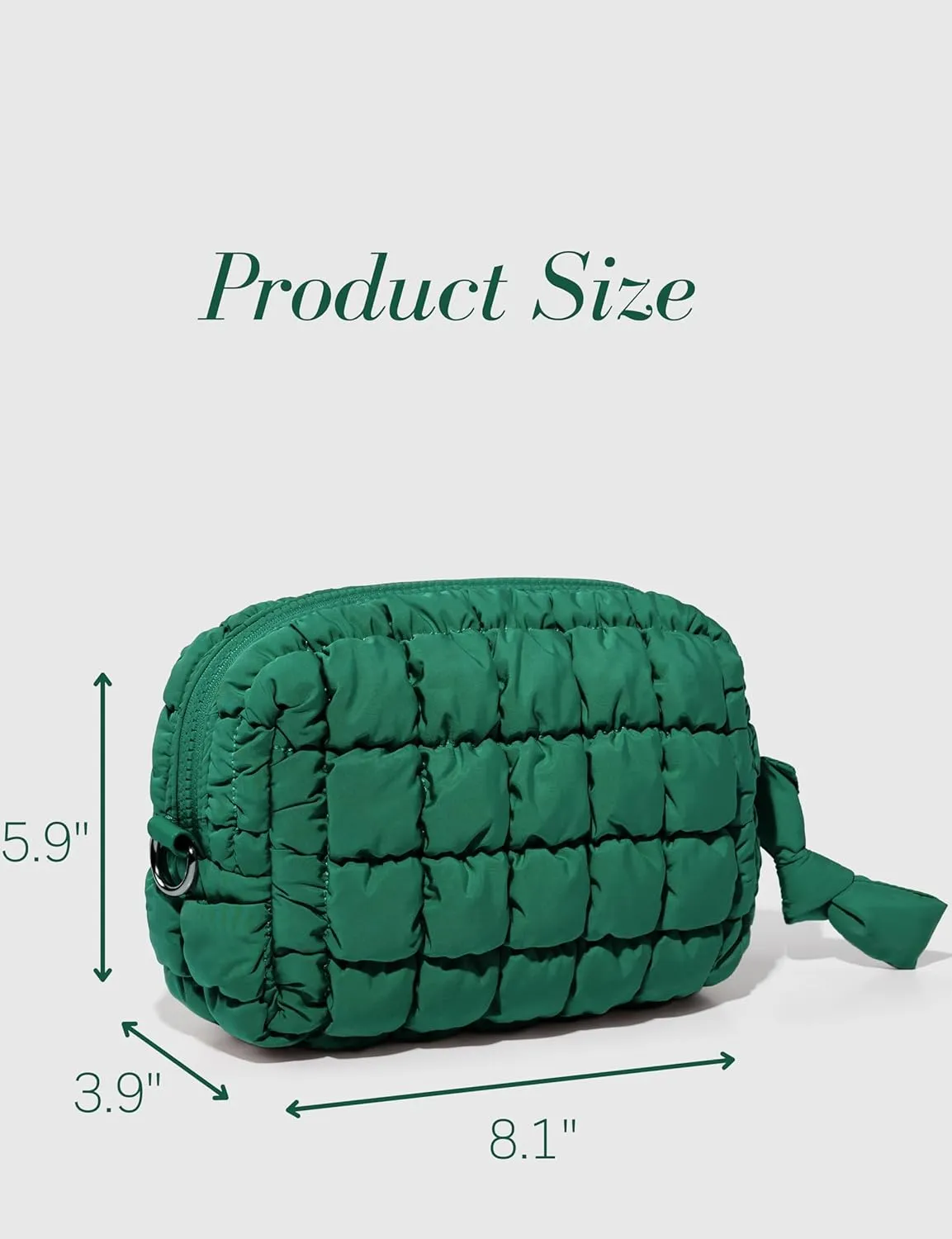 Yarnic Quilted Makeup Bag Puffy Cosmetic Bag, Quilt Travel Toiletry Bag for Women, Puff Cute Makeup Bag Organizer Puffer Makeup Pouch Soft(M, Deep Green)