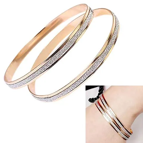 Yellow Chimes Exclusive Luxury Look Circle Matte Finish Rose Gold Plated Bangles For Women and Girls