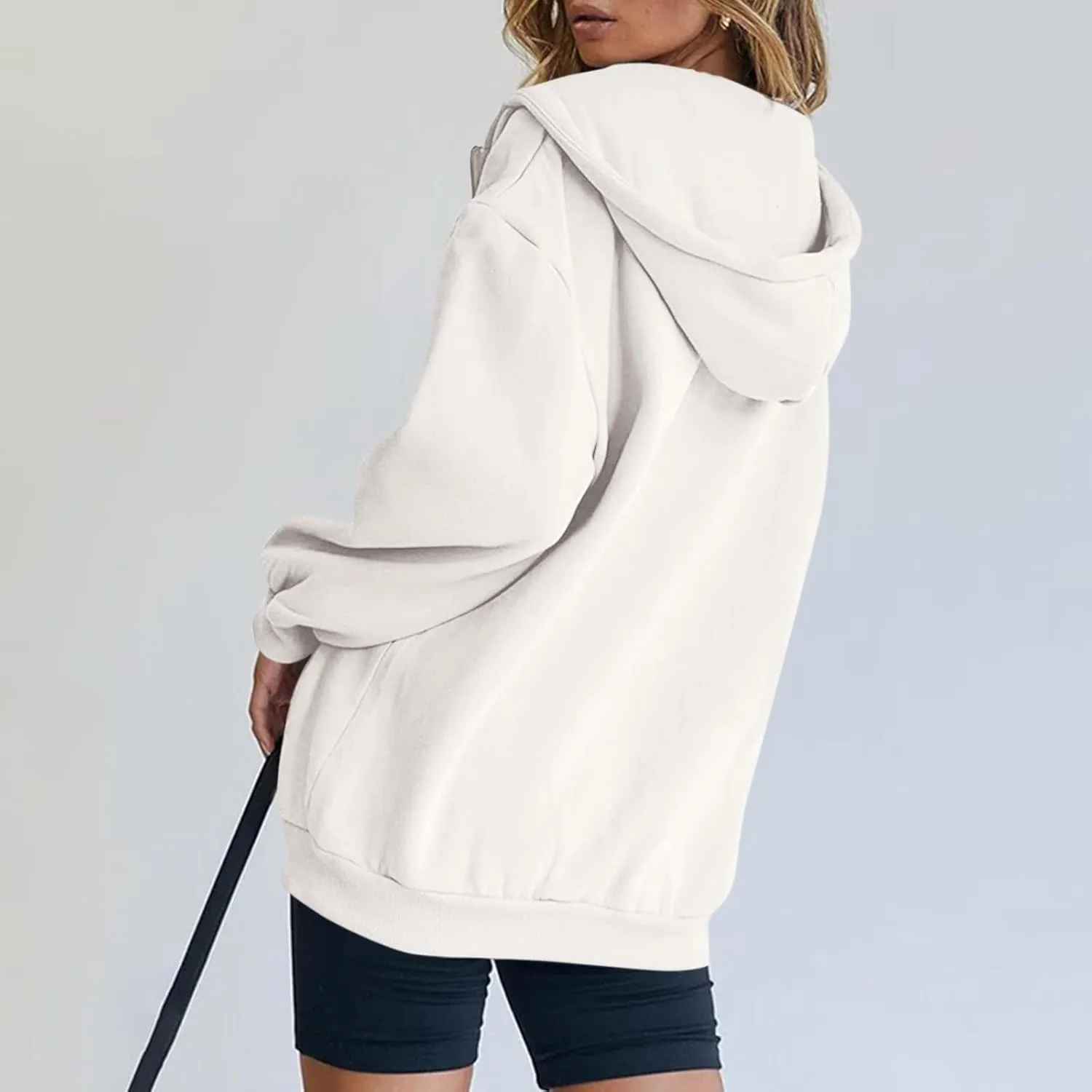Zip Up Hoodie Women Y2k Long Sleeve Drawstring Hooded Overiszed Sweatshirt Casual Comfy Soft Fall Jackets 2024