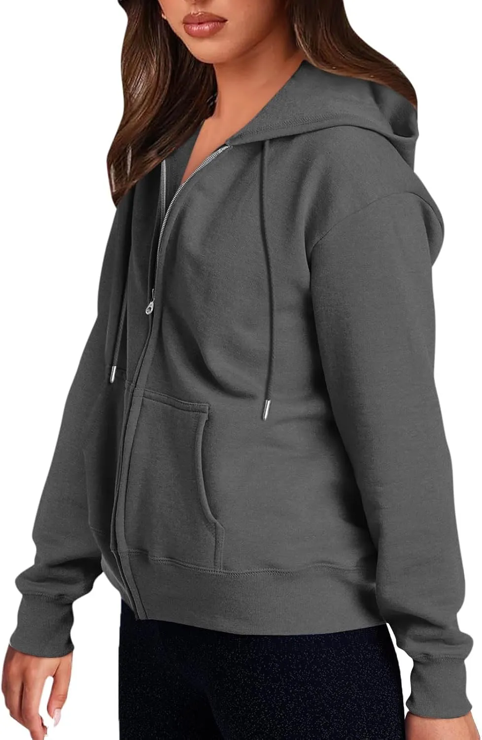 Zip Up Hoodie Women Y2k Long Sleeve Drawstring Hooded Overiszed Sweatshirt Casual Comfy Soft Fall Jackets 2024